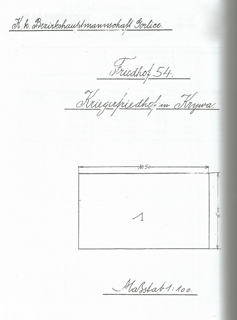 Plan cmentarza wojennego nr.54 w Krzywej 